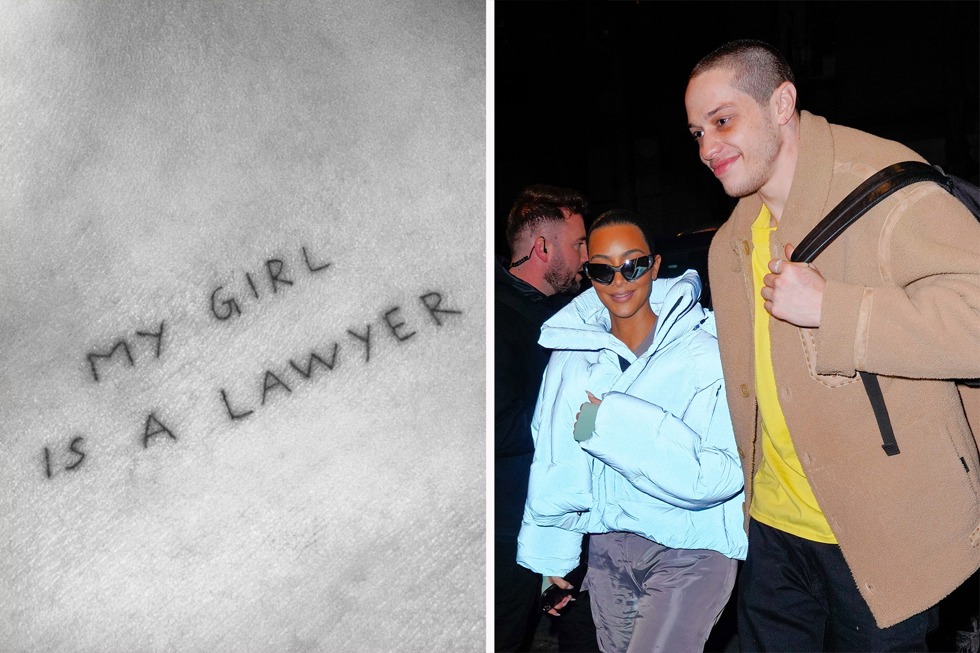 Kim Kardashian shares Pete Davidson's 'MY GIRL IS A LAWYER' tattoo