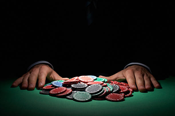 Poker chips, large sum concept stock photo